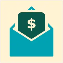 an envelop with money sign
