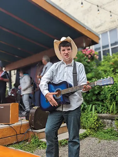 james playing instrument