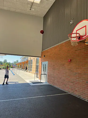 Playing basketball
