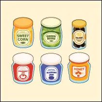 six jars of food